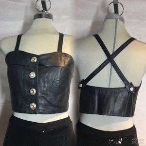 Black Pure Leather Top Size S